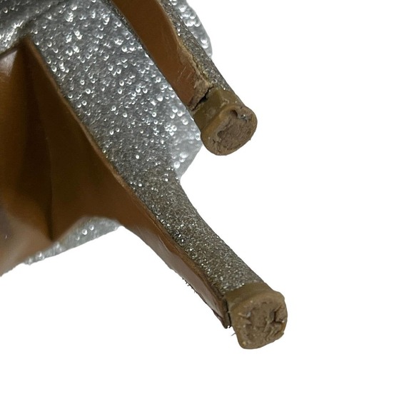 Tabitha Simmons Glitter Metallic Silver Stiletto Strappy Heel Prom Wedding 8.5 - Picture 8 of 11